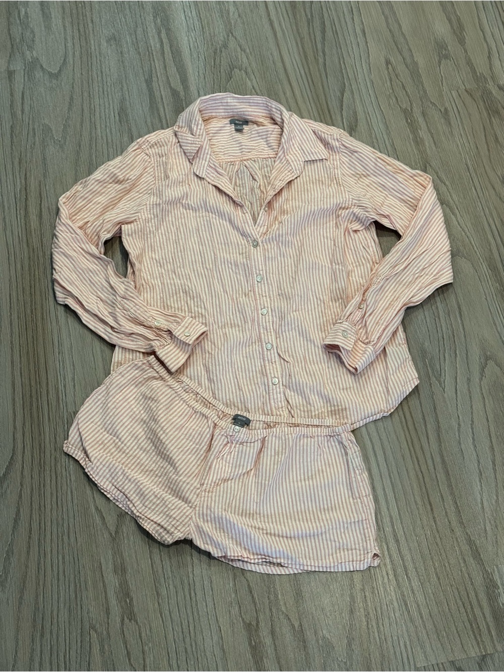 aerie Pink and White Striped Cotton Pajama Set Medium